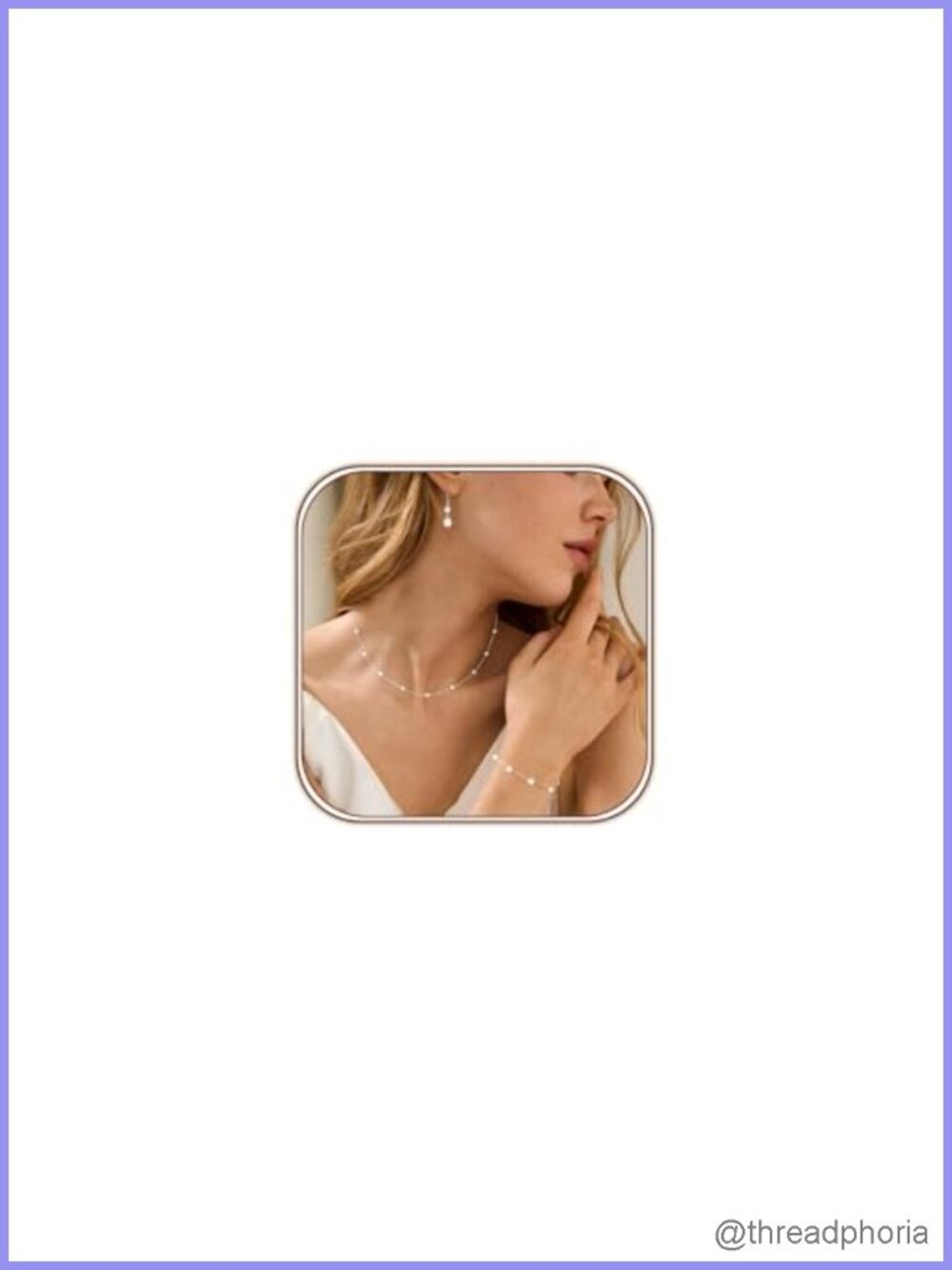 Pearl Jewelry Set for Women, Dainty Silver Plated Necklace and Earring Set with